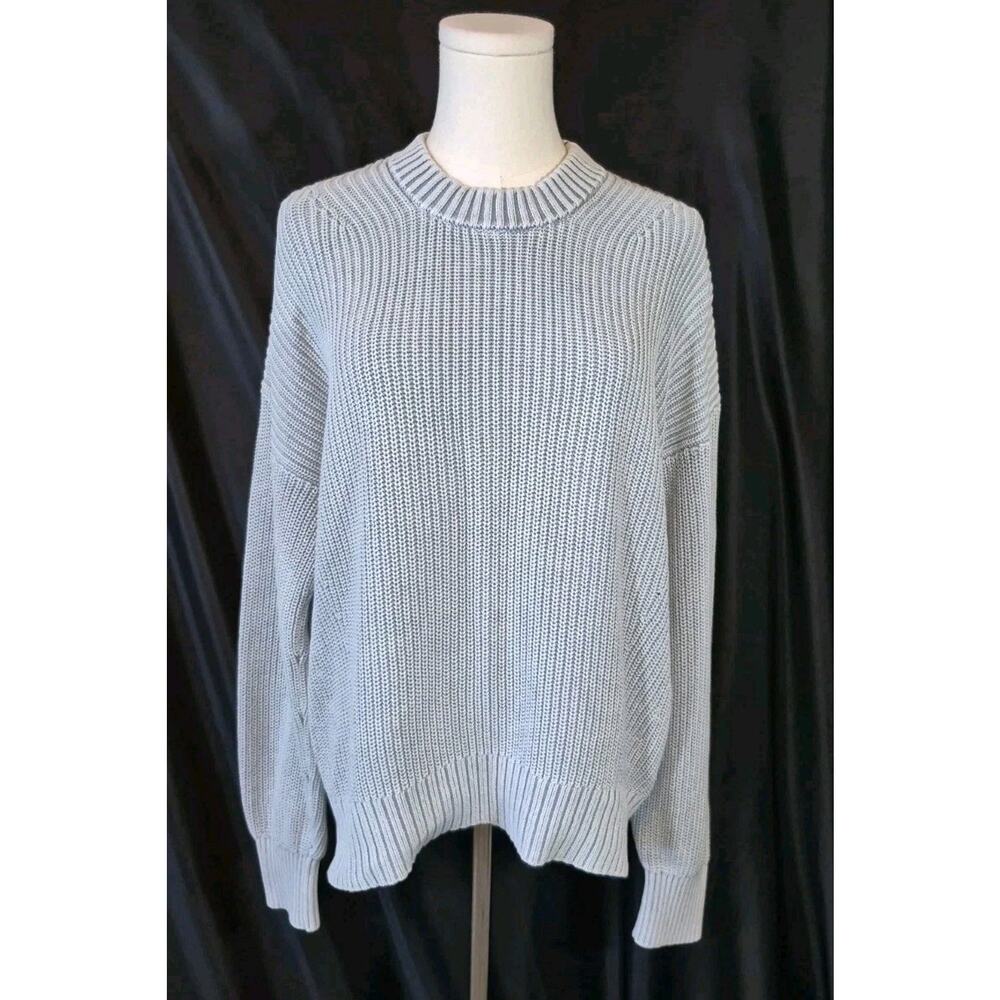 Faherty Sunwashed Fisherman Tradewinds Gray Organic Cotton Sweater Medium - Picture 2 of 9